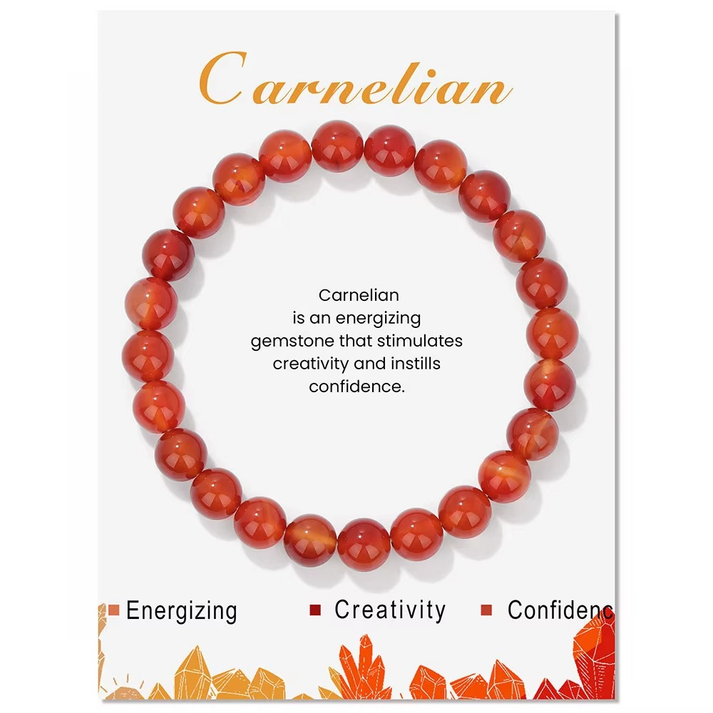 Classic 8mm Carnelian Bracelet - Energy & Confidence