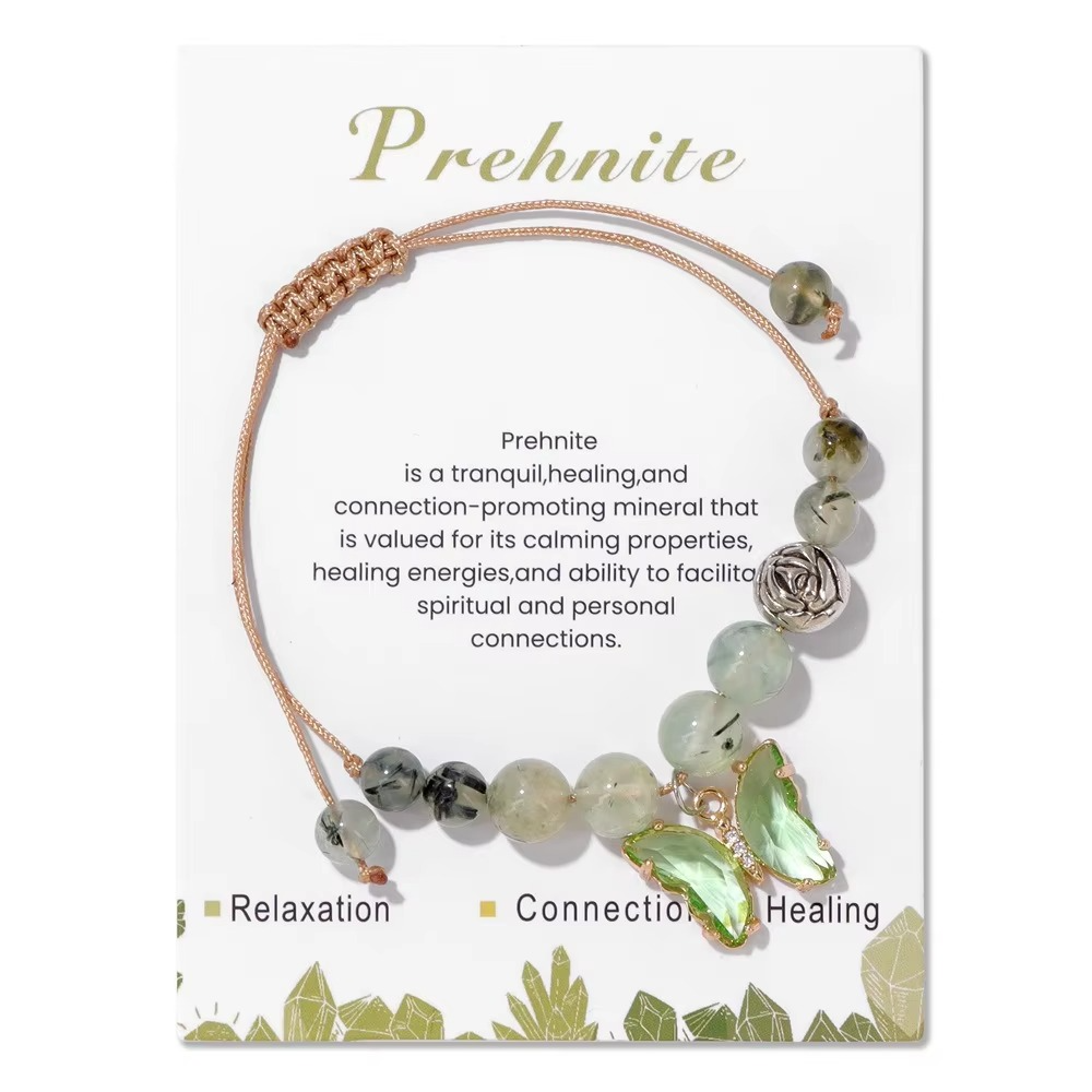 Butterfly Charm Prehnite Bracelet - Unconditional Love & Healing