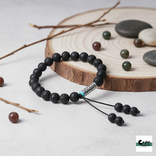 Earth Traveler Lava Stone Charm Bracelet - Patience & Inner Peace