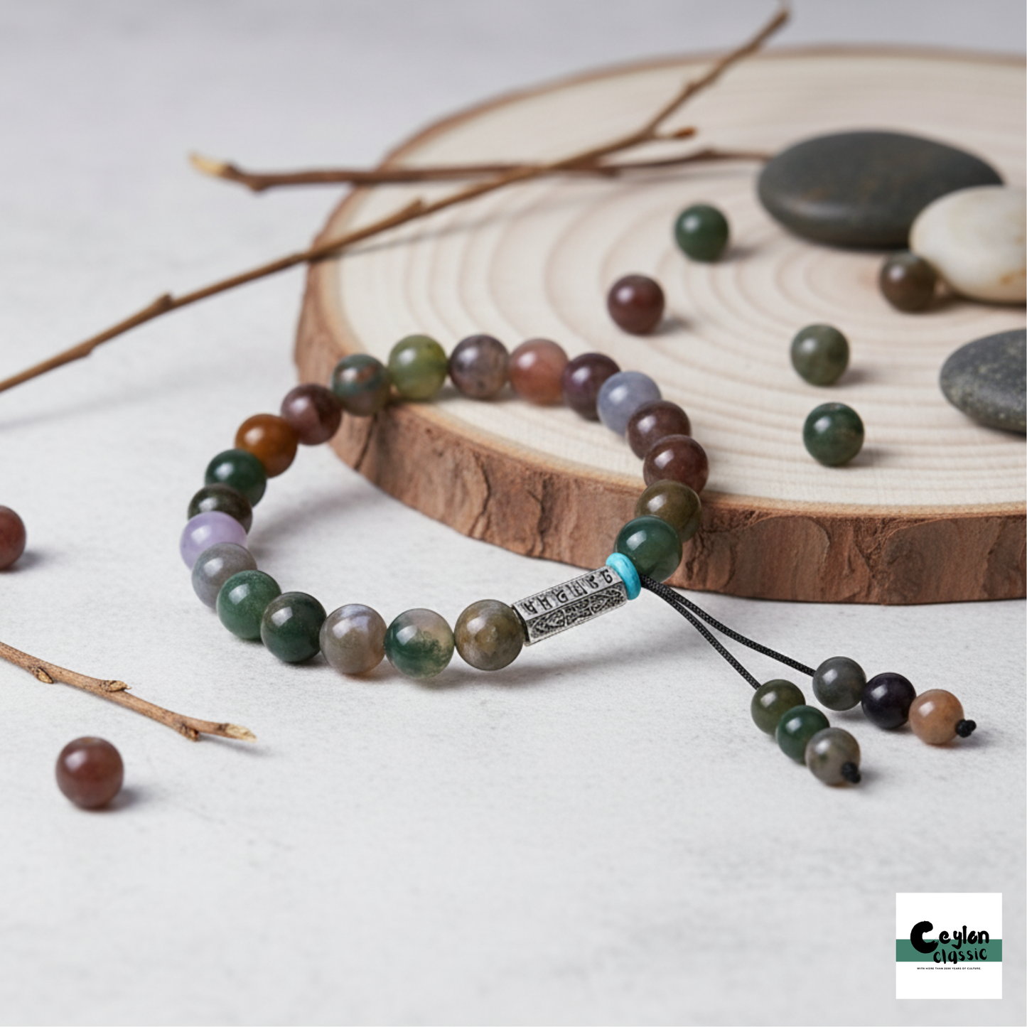 Earth Traveler India Agate Charm Bracelet - Stability & Protection