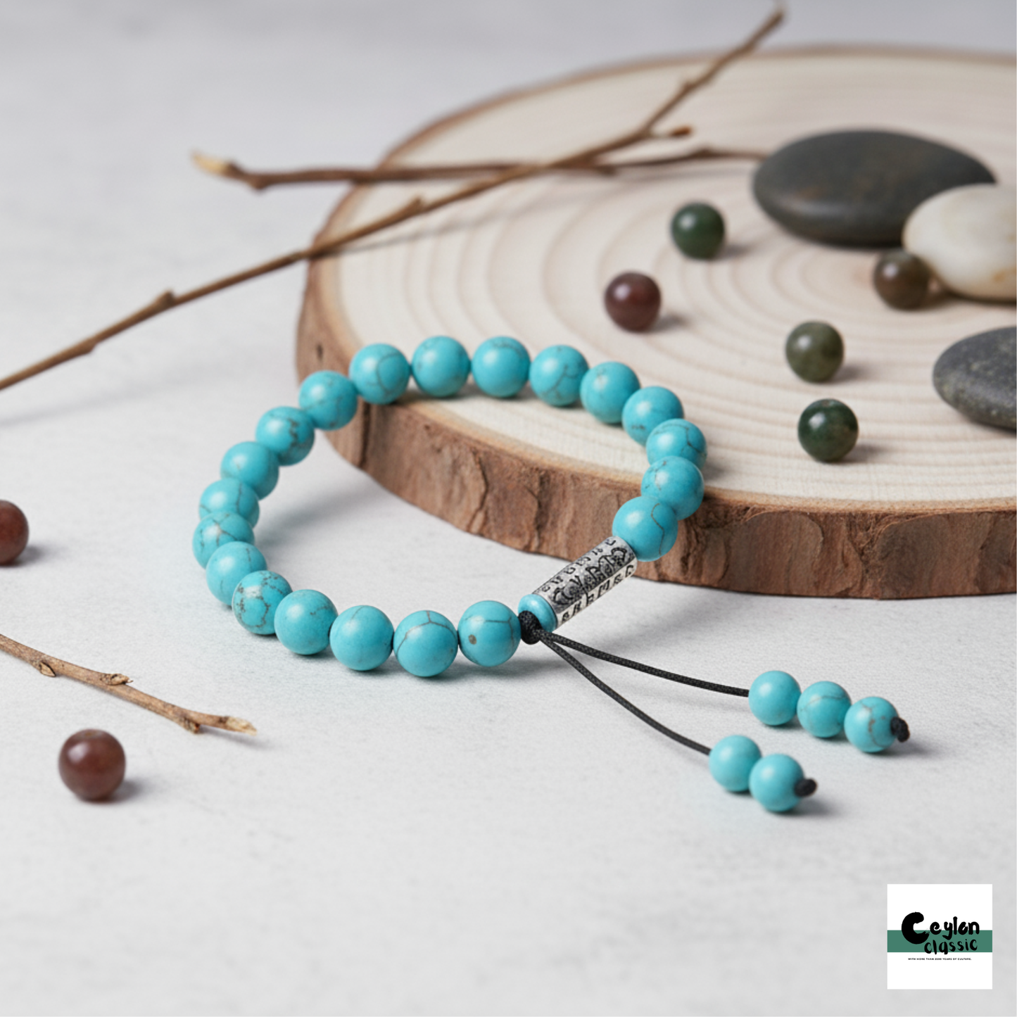 Earth Traveler Blue Turquoise Charm Bracelet - Protection & Good Fortune