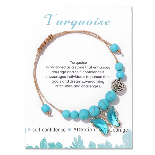 Butterfly Charm Turquoise Bracelet - Protection & Good Fortune